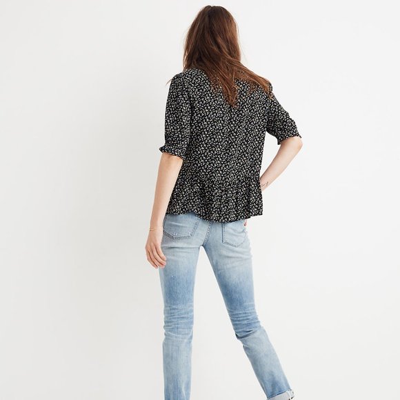 Madewell Petite Courtyard Ruffle-Hem Top in Playground Posies - Picture 3 of 5